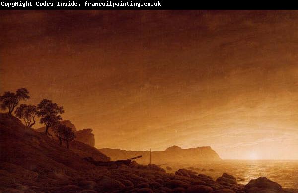 Caspar David Friedrich Blick auf Arkona mit aufgehendem Mond und Netzen